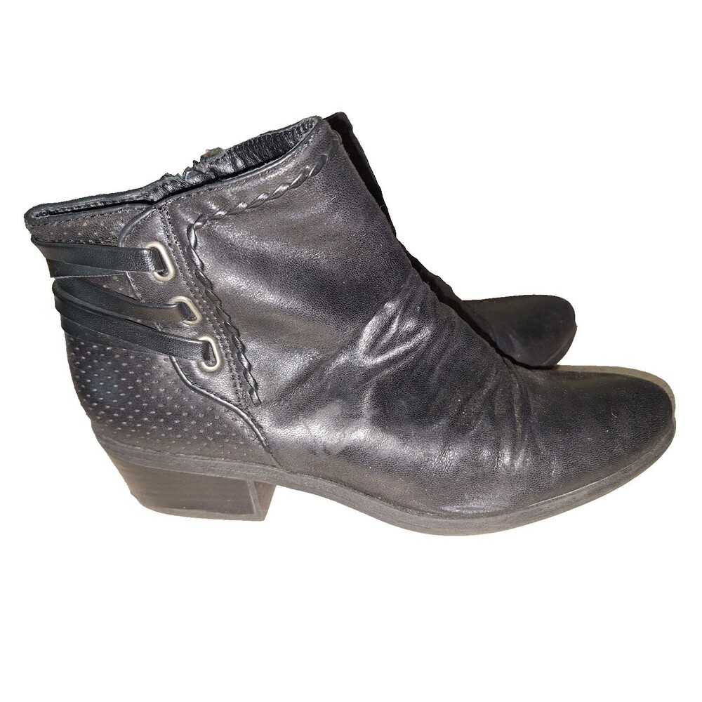 Bearpaw Beartraps Gineva Ankle Booties Black Leather Women’s 8.5